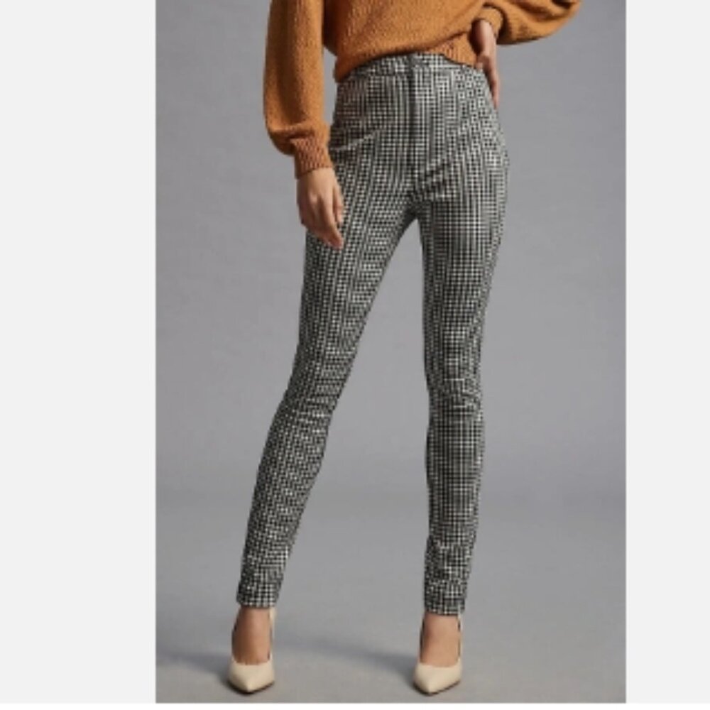 Like New! Anthropologie Maeve Plaid Leggings Black/White in Size 4